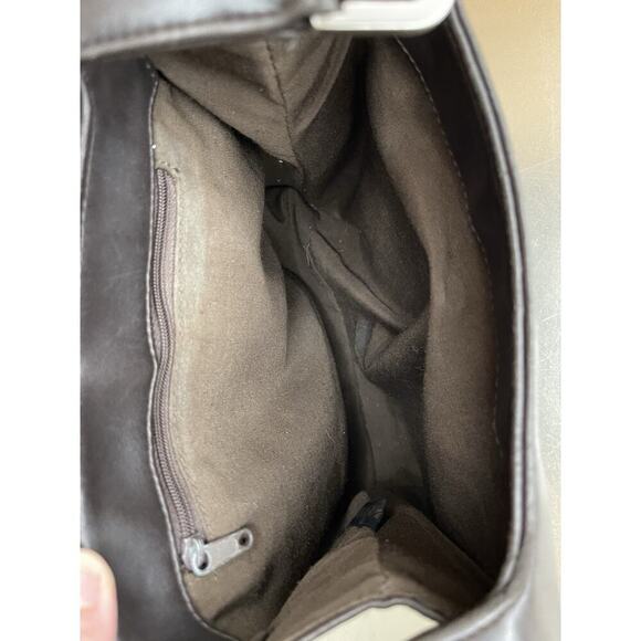 Vintage Guess Brown Faux Leather Shoulder Bag Tote Minimalist G Logo Purse Y2K - Picture 4 of 8